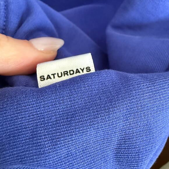 SATURDAYS NYC | Blue Purple Crewneck Sweatshirt with White Embroidery XXL - Picture 4 of 7